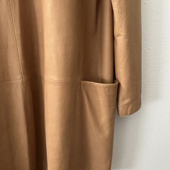 VINCE Leather Lightweight Open Front Collarless Coat Jacket Duster Women Size 8 - Picture 5 of 10